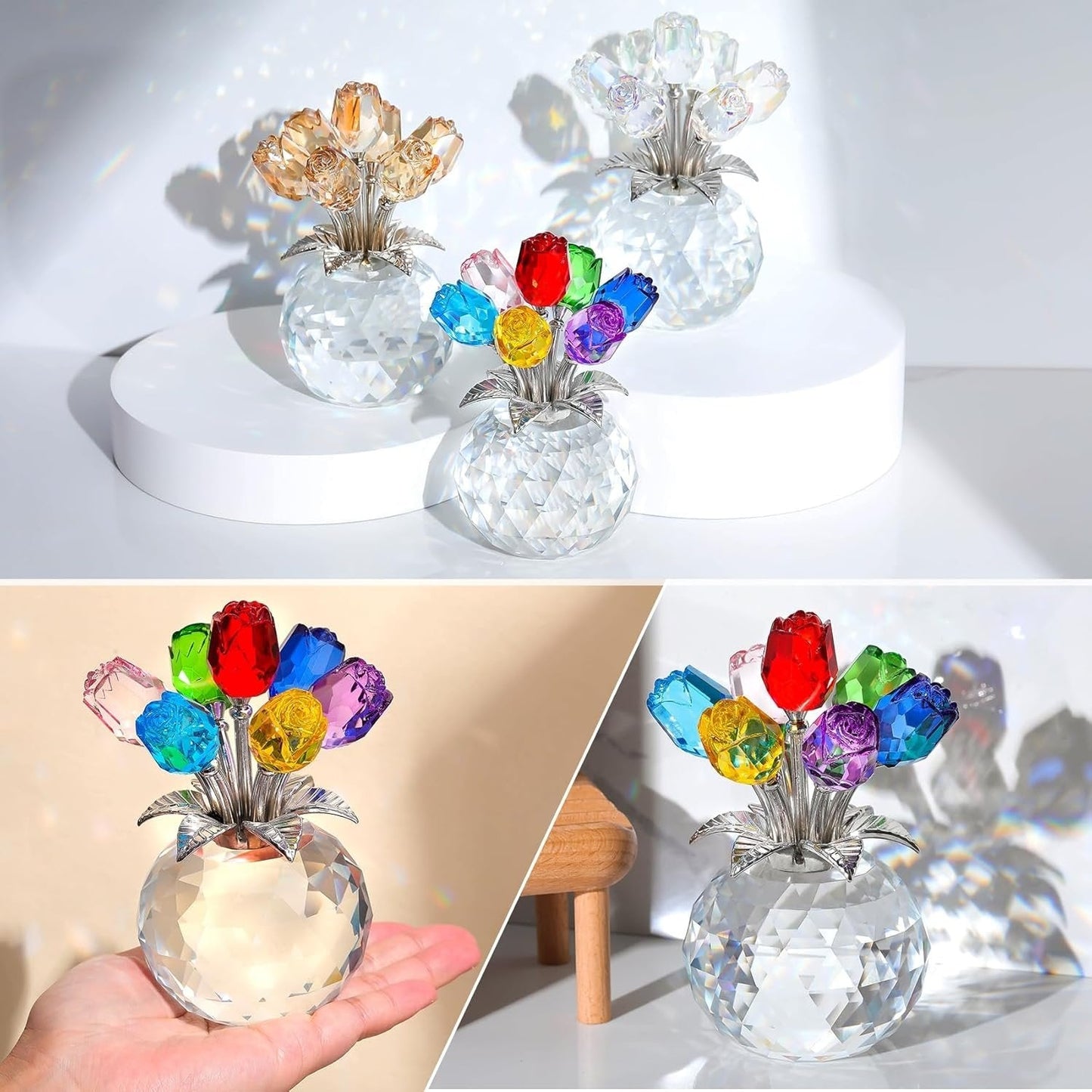 ✨🌹Crystal Colorful Rose Flower